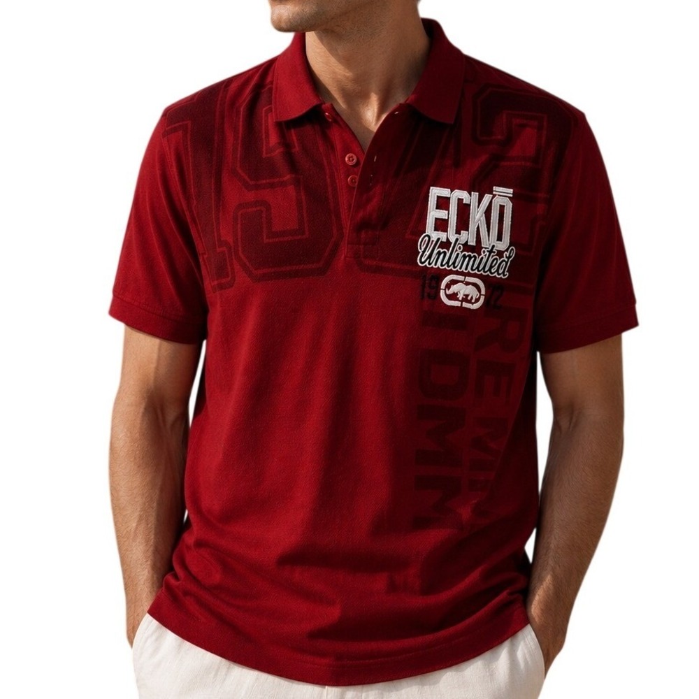 NWT Ecko Unltd Men's Red Graphic Logo Polo Shirt EK 03938 Size Small